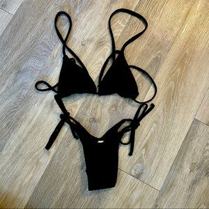 NWOT Two-piece Brazilian/Thong Black Bikini - XS